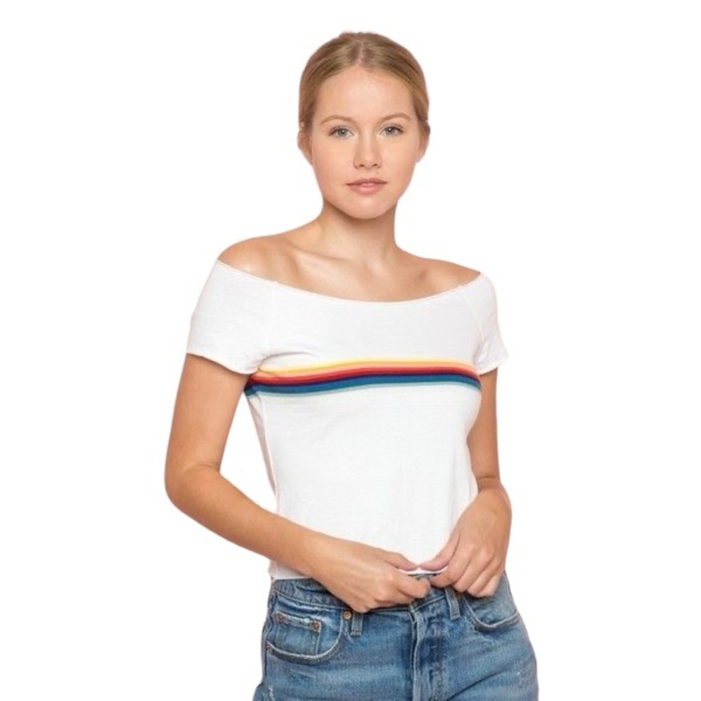 Brandy Melville x John Galt Rin Rainbow Off Shoulder Top